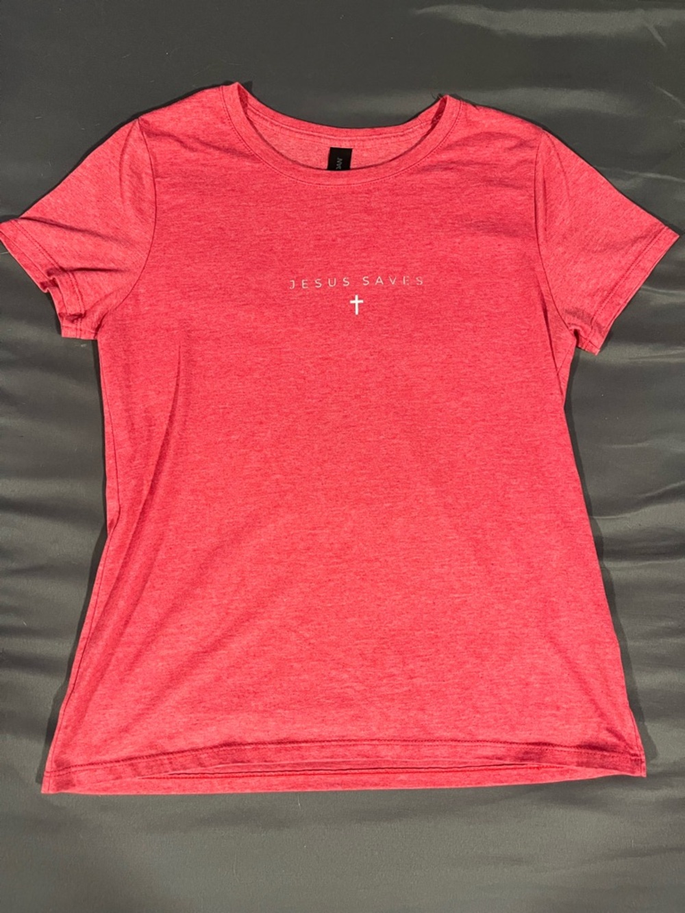 Jesus Saves Classic Red Heather Crew Neck Short Sleeve Tee Size Small